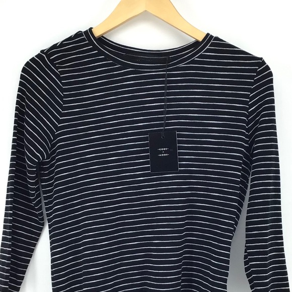 Code X Mode Navy Stripe Back Tie T-Shirt Top - Picture 2 of 6
